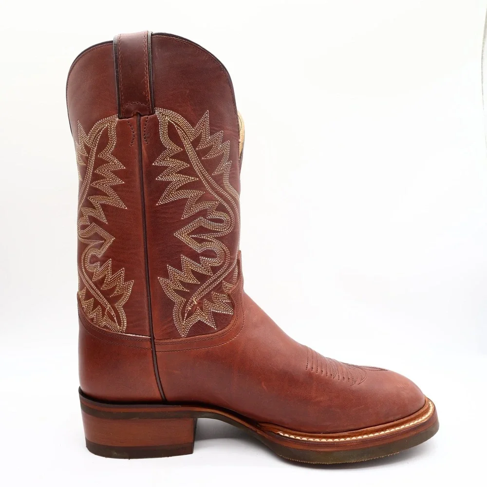 Justin Vintage 90s Western Boots Mens 11 D Red Brown Leather Cowboy 1135 NIB
